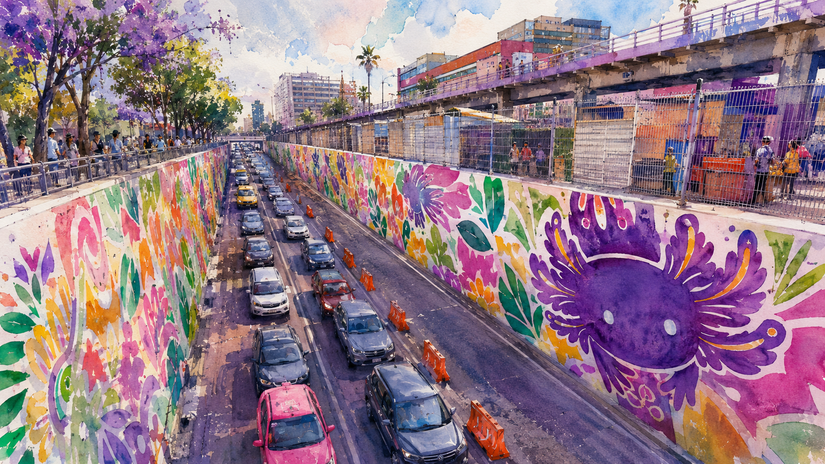 Brugada pinta la CDMX de ajolotes rumbo al Mundial; urbanistas ven propaganda sin estrategia