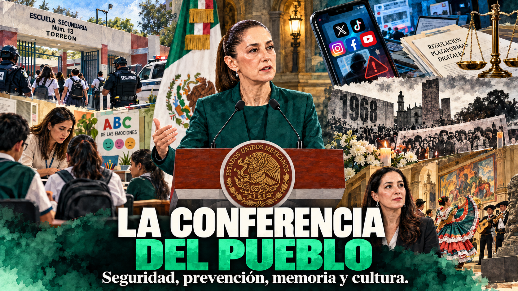 Sheinbaum: ataque en Torreón, violencia digital, Tlatelolco y cultura